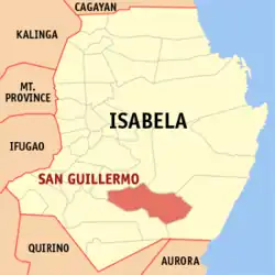 Map of Isabela with San Guillermo highlighted