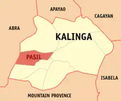 Map of Kalinga with Pasil highlighted