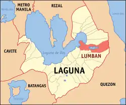 Map of Laguna with Lumban highlighted