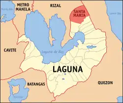 Map of Laguna with Santa Maria highlighted