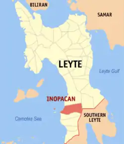 Map of Leyte with Inopacan highlighted