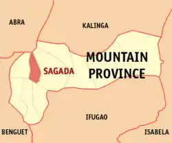 Map of Mountain Province with Sagada highlighted