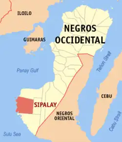 Map of Negros Occidental with Sipalay highlighted