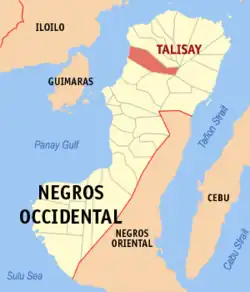 Map of Negros Occidental with Talisay highlighted