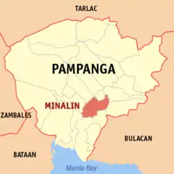 Map of Pampanga with Minalin highlighted