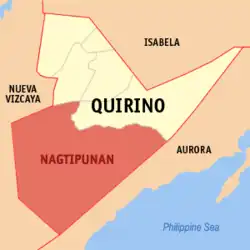 Map of Quirino with Nagtipunan highlighted