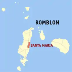 Map of Romblon with Santa Maria highlighted