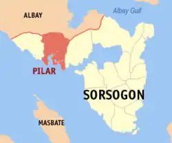 Map of Sorsogon with Pilar highlighted