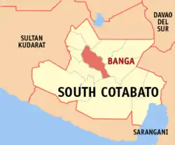 Map of South Cotabato with Banga highlighted