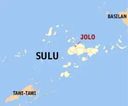 Map of Sulu with Jolo highlighted