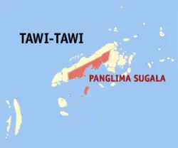 Map of Tawi-Tawi with Panglima Sugala highlighted