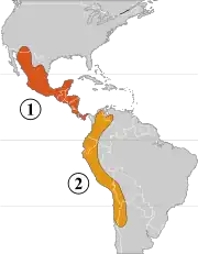 Two genetic pools of the domestication of P. vulgaris  1 – Mesoamerican area2 – Andean area