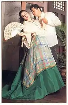 Baro't saya and barong tagalog worn by dancers of Cariñosa