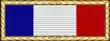 Vertical tricolor red (blue, white, red) with gold border