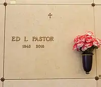 Crypt of Ed Pastor (1943–2018).