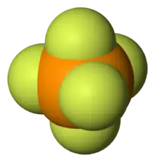 Space-filling model of the phosphorus pentafluoride molecule