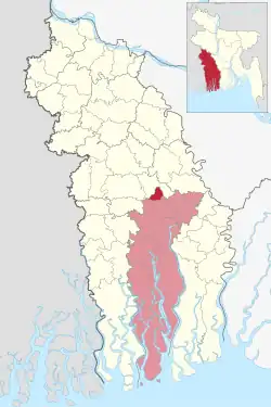 Location of Phultala Upazila