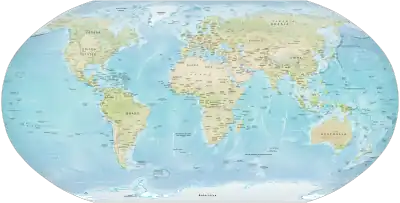 A simple physical map of the world