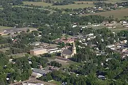 Aerial view of Pierz, note St. Joseph's Church near the center