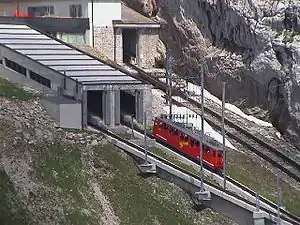 A railcar at the summit station