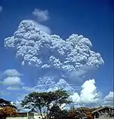 The eruption column of Mount Pinatubo on June 12, 1991, three days before the climactic eruption.