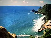 Bounty Bay on Pitcairn Island, where HMS Bounty was burned on 23 January 1790