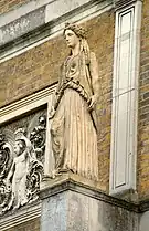 One of four caryatids on the east front of Pitzhanger Manor. Modelled on the sanctuary of Pandrosus, Athens.(See "Pitzhanger Manor section")