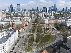 Ochota, a residential district that developed most intensively in the interwar period. The photo shows Narutowicz Square, the central point of the district.