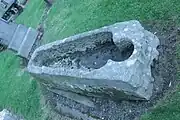 7th century stone coffin near the church entrance