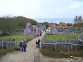 View from the fort, looking down a recreation of Leyden Street, the first street in Plymouth