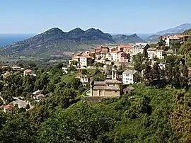 The church of San Cervone and the surrounding buildings, in Poggio-d'Oletta