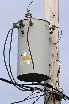 Bushings on single phase distribution transformer