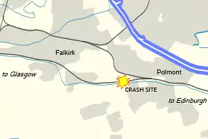 Map of the approximate location of the accident