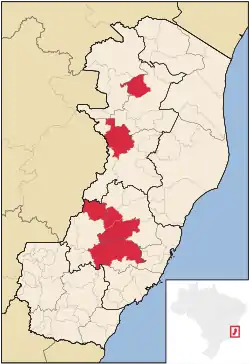 Municipalities in which East Pomeranian dialect is co-official in Espírito Santo, Brazil: Domingos Martins, Itarana, Laranja da Terra, Pancas, Santa Maria de Jetibá, and Vila Pavão.