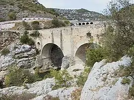 Pont du Diable (ou Pont de Saint Guilhem datant du Moyen Âge) enjambant l'Hérault