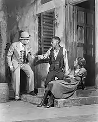 Percy Verwayne (Sporting Life), Frank Wilson (Porgy) and Evelyn Ellis (Bess)