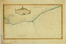 Tan map, with land divided into sections