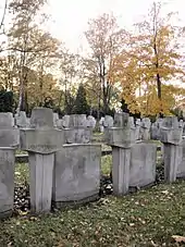 Tombstones of Polish Jews who fell during the siege of Warsaw in 1939 among their gentile colleagues