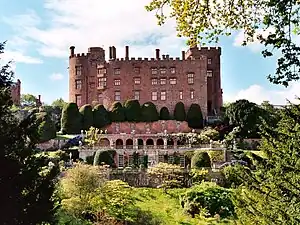 Powis Castle, originally built c. 1200 as a fortress of the Welsh Princes of Powys.