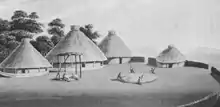 Bahurutshe people's homestead of veranda Rondavels pre-1822 from the ancient city of Kaditshwene (c.1400s–c.1820s).