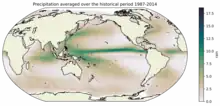 Map of global average annual precipitation