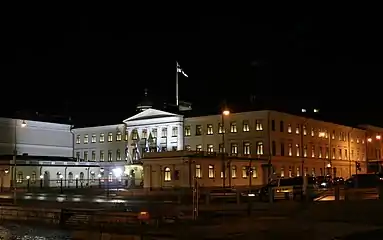 Presidential Palace in night time, Finland Independence Day in 2011