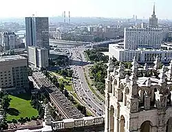 A view of the southern portion of  Presnensky District, with the White House of Russia to the right