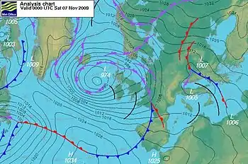 Geostrophic flow (north-westerly)