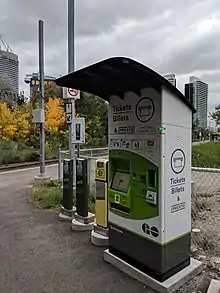 A ticket and Presto card top-up machine at a suburban train station in Toronto