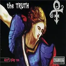 A human appears on the CD cover of "The Truth", wearing a blue dress while his/her hair is flowing; Prince's "love symbol" appears on the cover as well