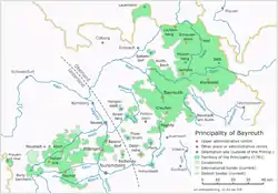 Principality of Brandenburg-Bayreuth as at 1791, when it was sold to Prussia