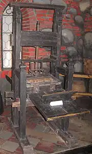 Photo of a replica of the printing press created by Johannes Gutenberg