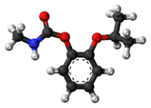 Ball-and-stick model of the propoxur molecule