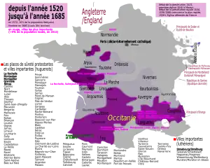 Protestant regions in modern France at the 16th century